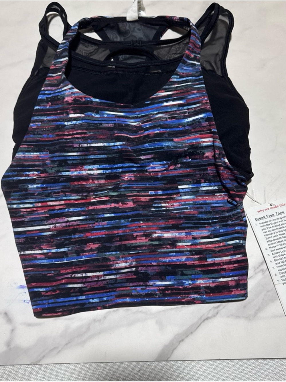 lululemon athletica Striped Black, Blue & Pink Athletic Tank